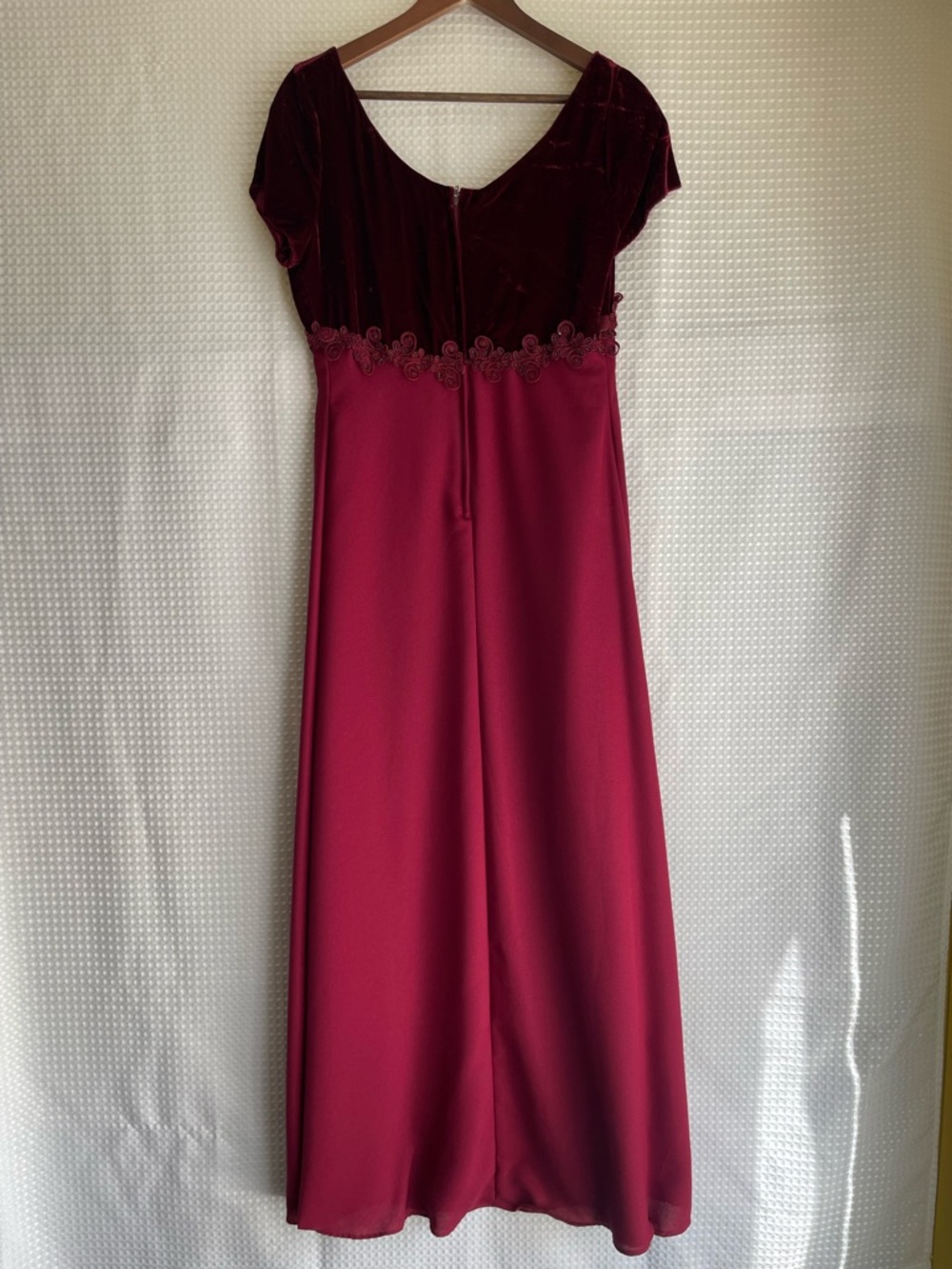 Vintage ALFRED ANGELO Burgundy Velvet Crepe Empire Waist Gown Sz 11/12‎ New - Picture 7 of 8